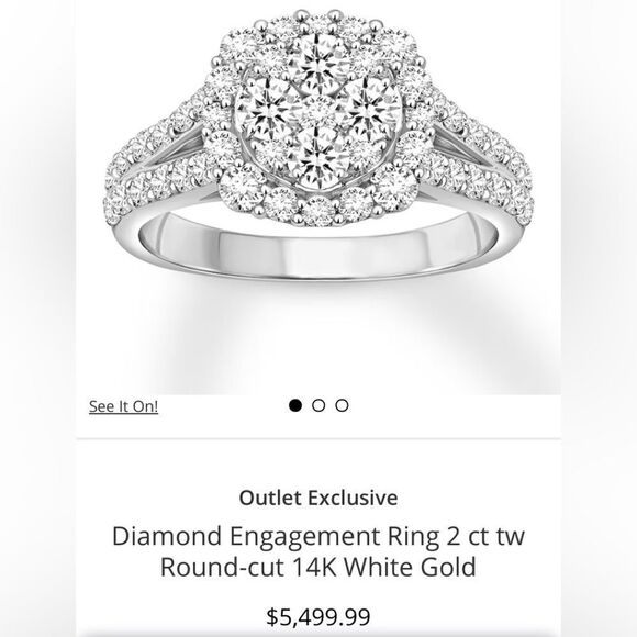 14k white gold diamond ring - Picture 6 of 9